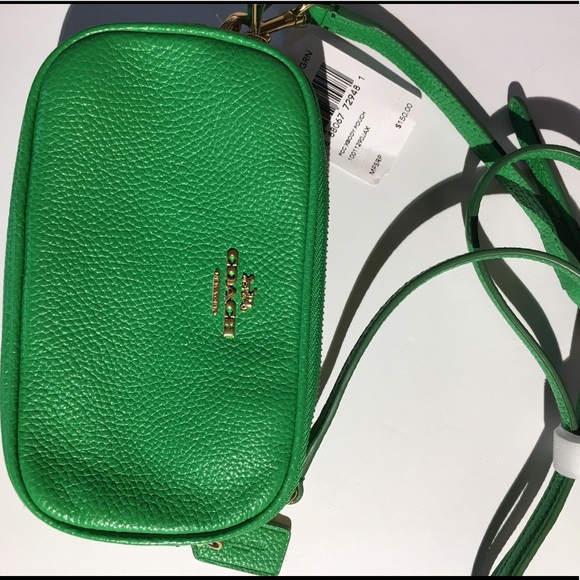 Coach Xbody Pouch in Green Leather - Picture 4 of 9